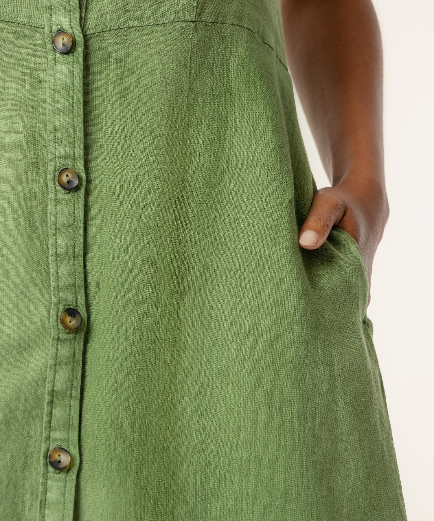 Kut from the Kloth Bowie Linen Button Down Dress – Olive-Dresses-Kut from the Kloth-Deja Nu Boutique, Women's Fashion Boutique in Lampasas, Texas