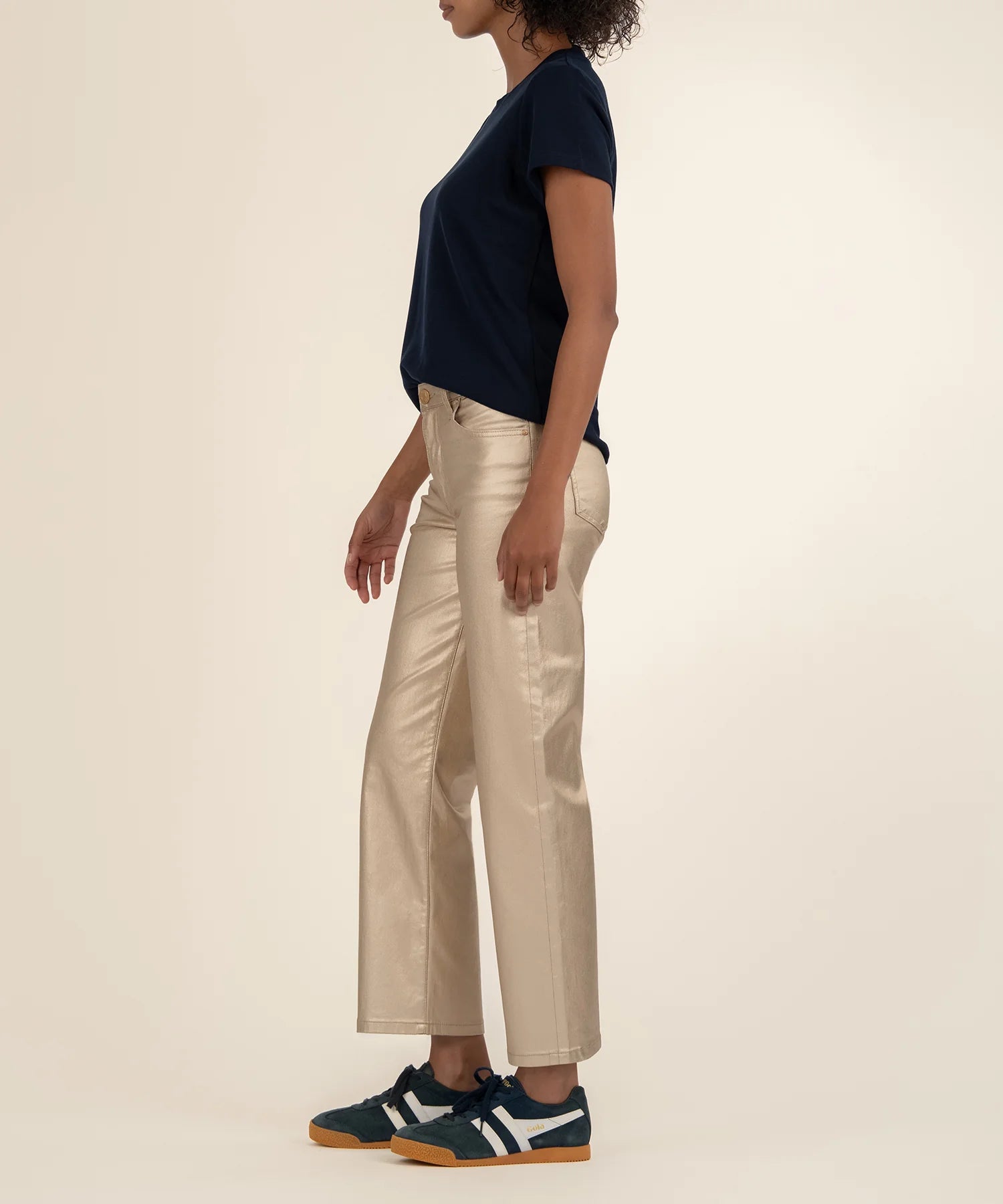 Kut from the Kloth Charlotte High Rise Wide Leg in Gold-Jeans-Kut from the Kloth-Deja Nu Boutique, Women's Fashion Boutique in Lampasas, Texas