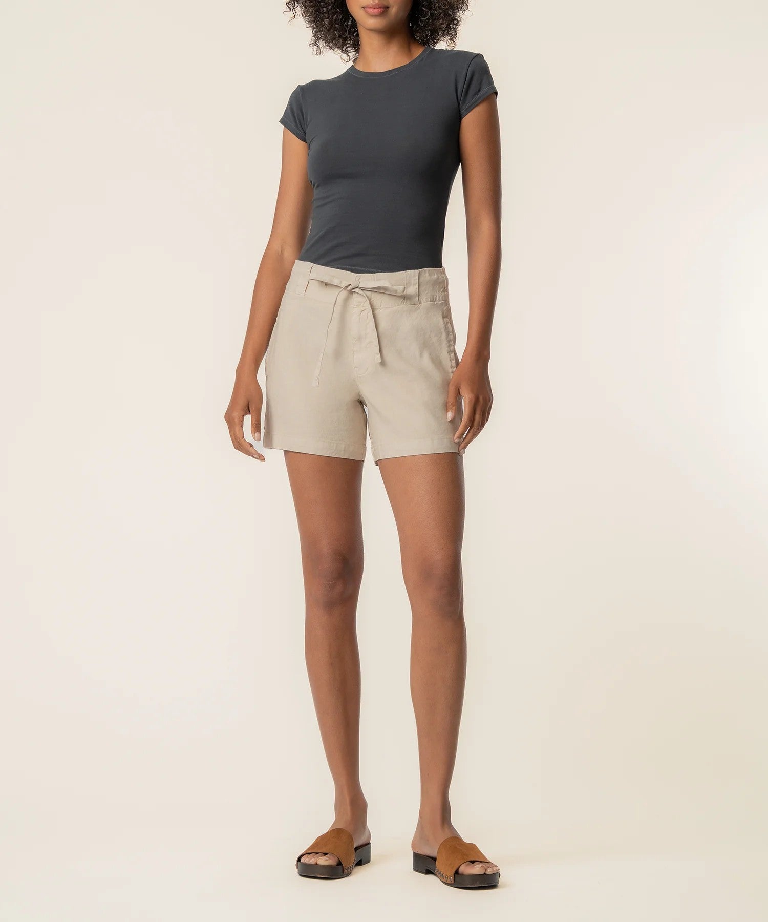 Kut from the Kloth Katie High Rise Linen Shorts – Sand-Shorts-Kut from the Kloth-Deja Nu Boutique, Women's Fashion Boutique in Lampasas, Texas