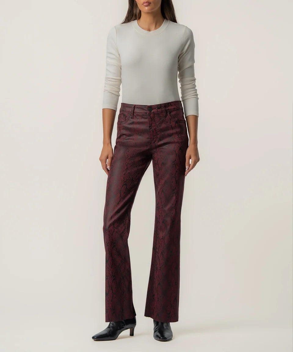 Kut from the Kloth Kelsey High Rise Fab Ab Ankle Flare Jeans in Burgundy-Jeans-Kut from the Kloth-Deja Nu Boutique, Women's Fashion Boutique in Lampasas, Texas