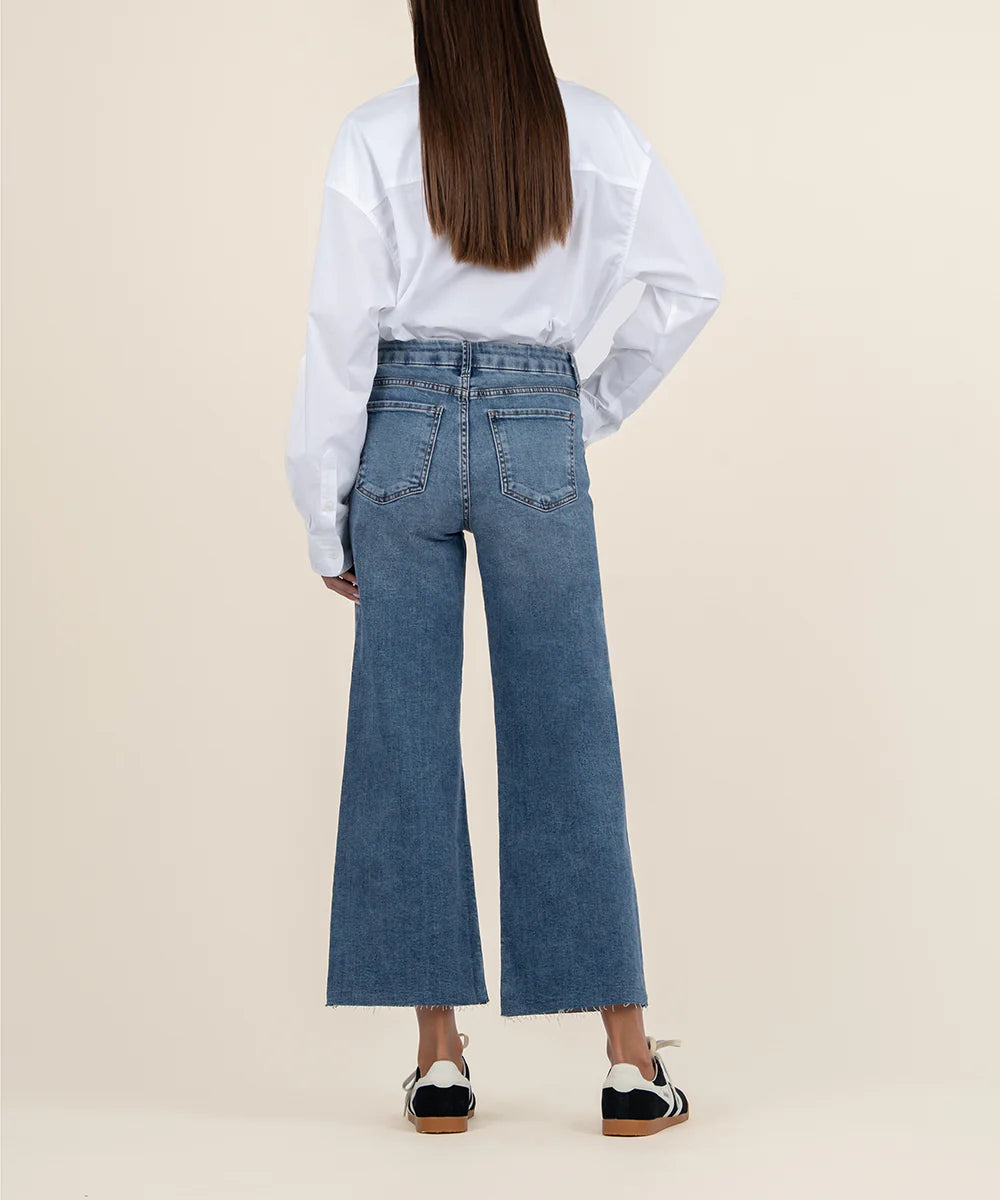 Kut from the Kloth Meg High Rise Fab AB Wide Leg Raw Hem In Gripping-Jeans-Kut from the Kloth-Deja Nu Boutique, Women's Fashion Boutique in Lampasas, Texas