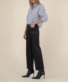 Kut from the Kloth Meg High Rise Fab Ab Wide Leg Jeans In Black Coated-Jeans-Kut from the Kloth-Deja Nu Boutique, Women's Fashion Boutique in Lampasas, Texas