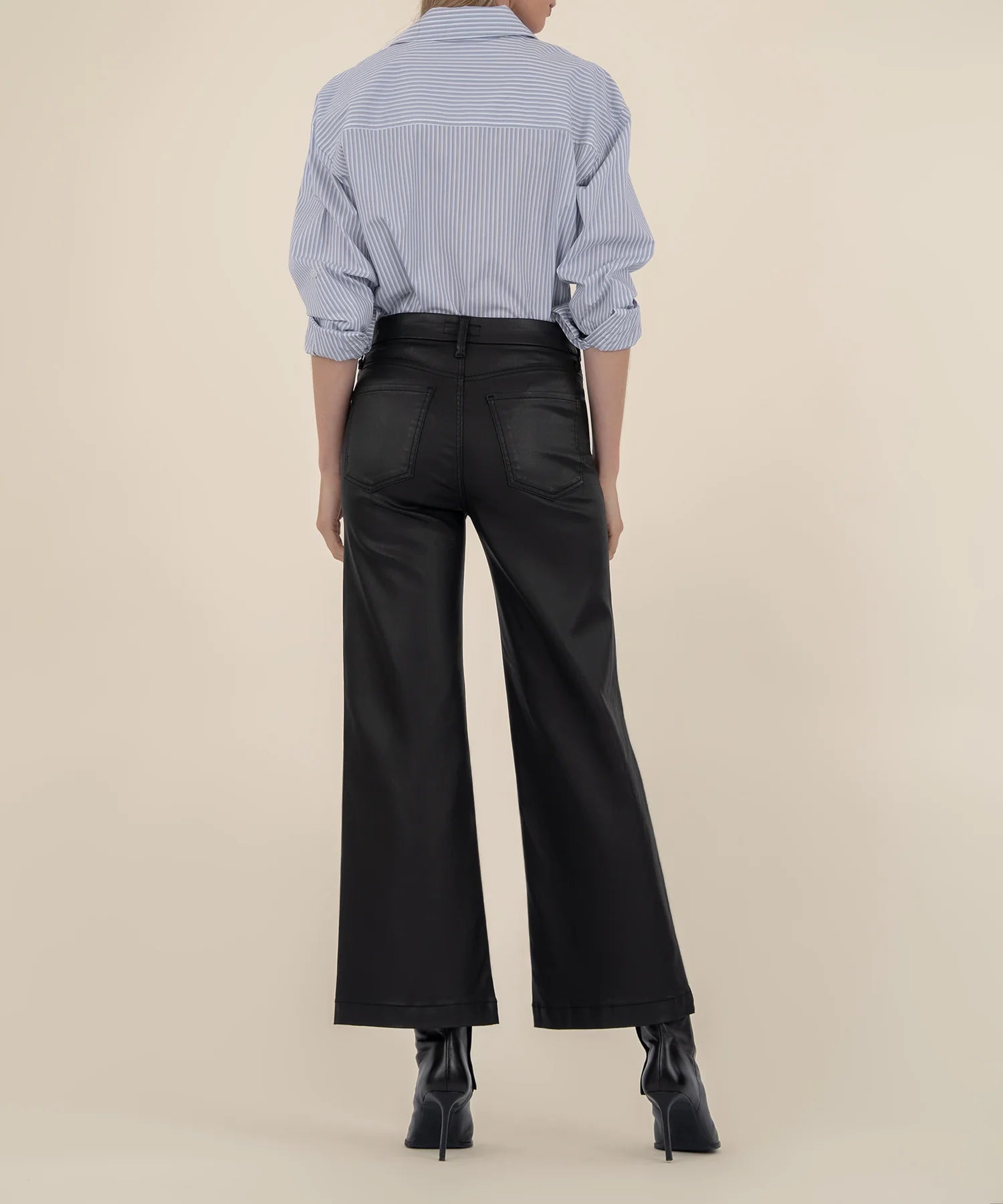 Kut from the Kloth Meg High Rise Fab Ab Wide Leg Jeans In Black Coated-Jeans-Kut from the Kloth-Deja Nu Boutique, Women's Fashion Boutique in Lampasas, Texas