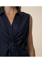 Kut from the Kloth Sara Sleeveless Twist Front Top – Navy-Tops-Kut from the Kloth-Deja Nu Boutique, Women's Fashion Boutique in Lampasas, Texas