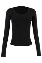 Kut from the Kloth Anahi Rib Knit Long Sleeve Top in Black-Tops-Kut from the Kloth-Deja Nu Boutique, Women's Fashion Boutique in Lampasas, Texas