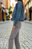 Kut from the Kloth Julia Crop Denim Jacket – Classic Dark Wash Stretch Jean Jacket-Jackets-Kut from the Kloth-Deja Nu Boutique, Women's Fashion Boutique in Lampasas, Texas