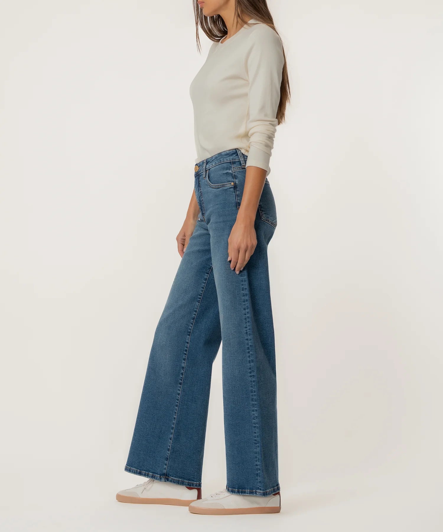 Kut from the Kloth Maya High Rise Fab Ab Wide Leg Jeans In Generous Wash-Jeans-Kut from the Kloth-Deja Nu Boutique, Women's Fashion Boutique in Lampasas, Texas