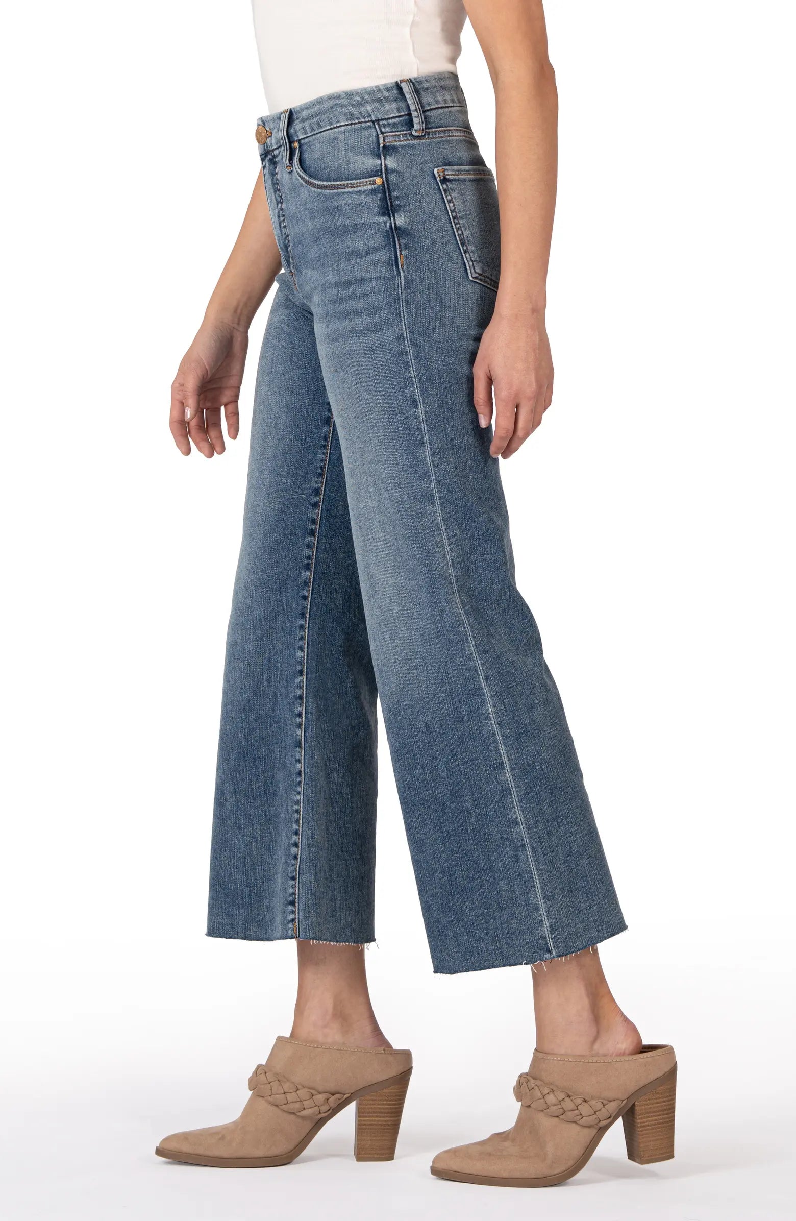 Kut from the Kloth Meg High Rise Fab AB Wide Leg Raw Hem In Gripping-Jeans-Kut from the Kloth-Deja Nu Boutique, Women's Fashion Boutique in Lampasas, Texas