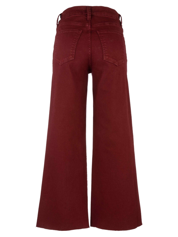 Kut from the Kloth Meg High Rise Fab Ab Wide Leg Raw Hem Jeans in Maroon-Bottoms-Kut from the Kloth-Deja Nu Boutique, Women's Fashion Boutique in Lampasas, Texas