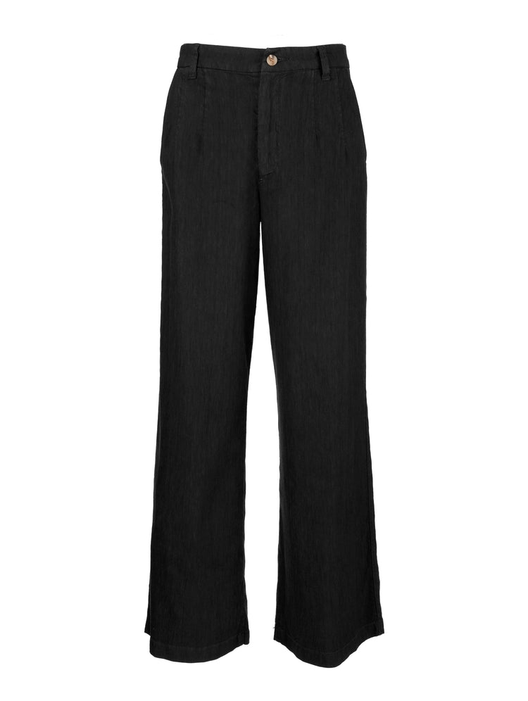 Kut from the Kloth Topaz High Rise Wide Leg Linen Pant with Porkchop Pockets in Black-Pants-Kut from the Kloth-Deja Nu Boutique, Women's Fashion Boutique in Lampasas, Texas