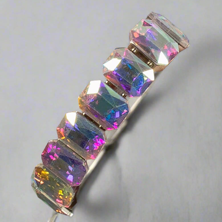 Large AB Crystal Stretch Bracelet In Iridescent Aurora Borealis-Bracelets-Deja Nu Tx-Deja Nu Boutique, Women's Fashion Boutique in Lampasas, Texas