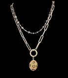 Layered Chain Necklace with Leopard Crystal Pendant-Necklaces-Deja Nu Tx-Deja Nu Boutique, Women's Fashion Boutique in Lampasas, Texas