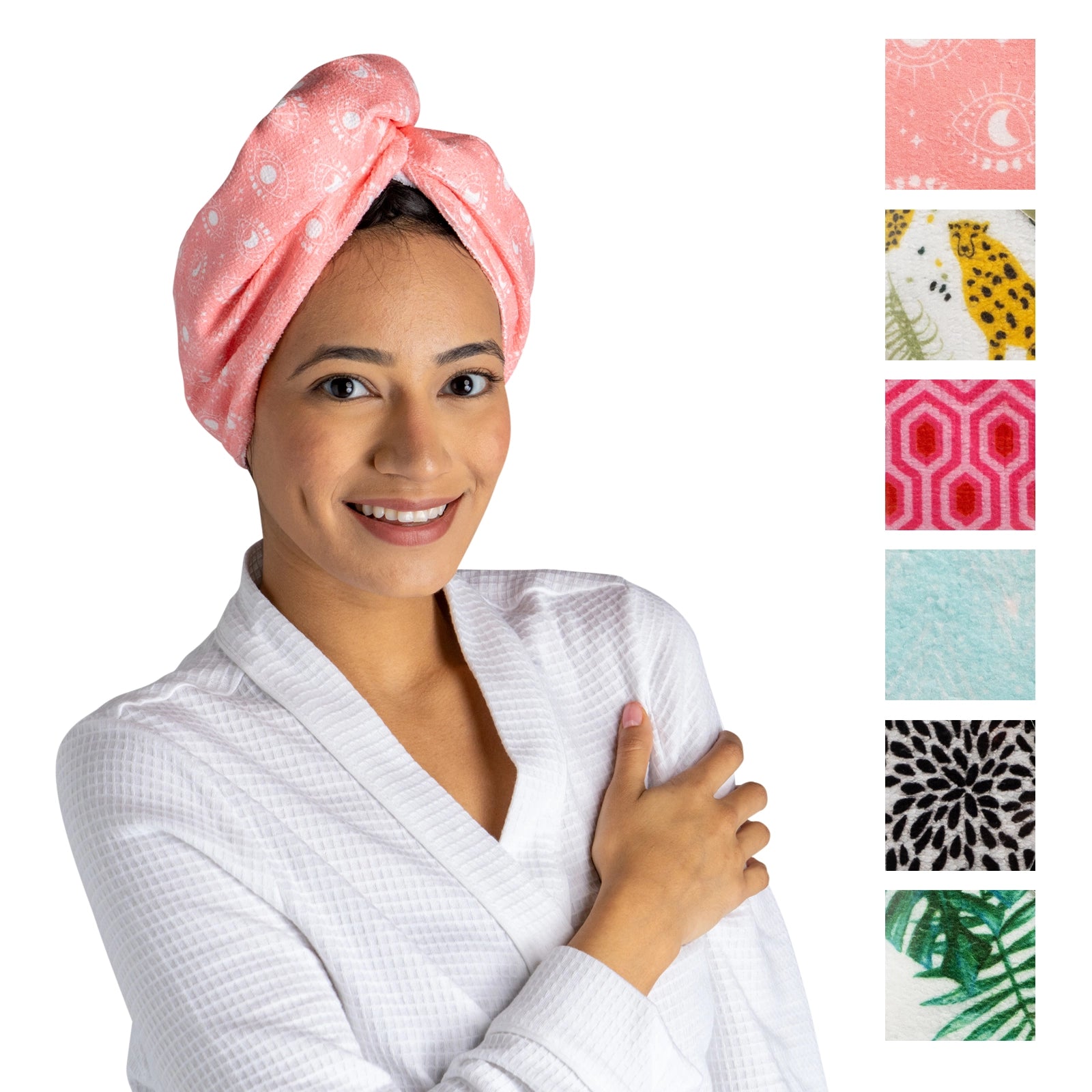 Lemon Lavender Plot Twist Turbo Towel With Button Closure In Six Styles-Hair Towel-Lemon Lavender-Deja Nu Boutique, Women's Fashion Boutique in Lampasas, Texas