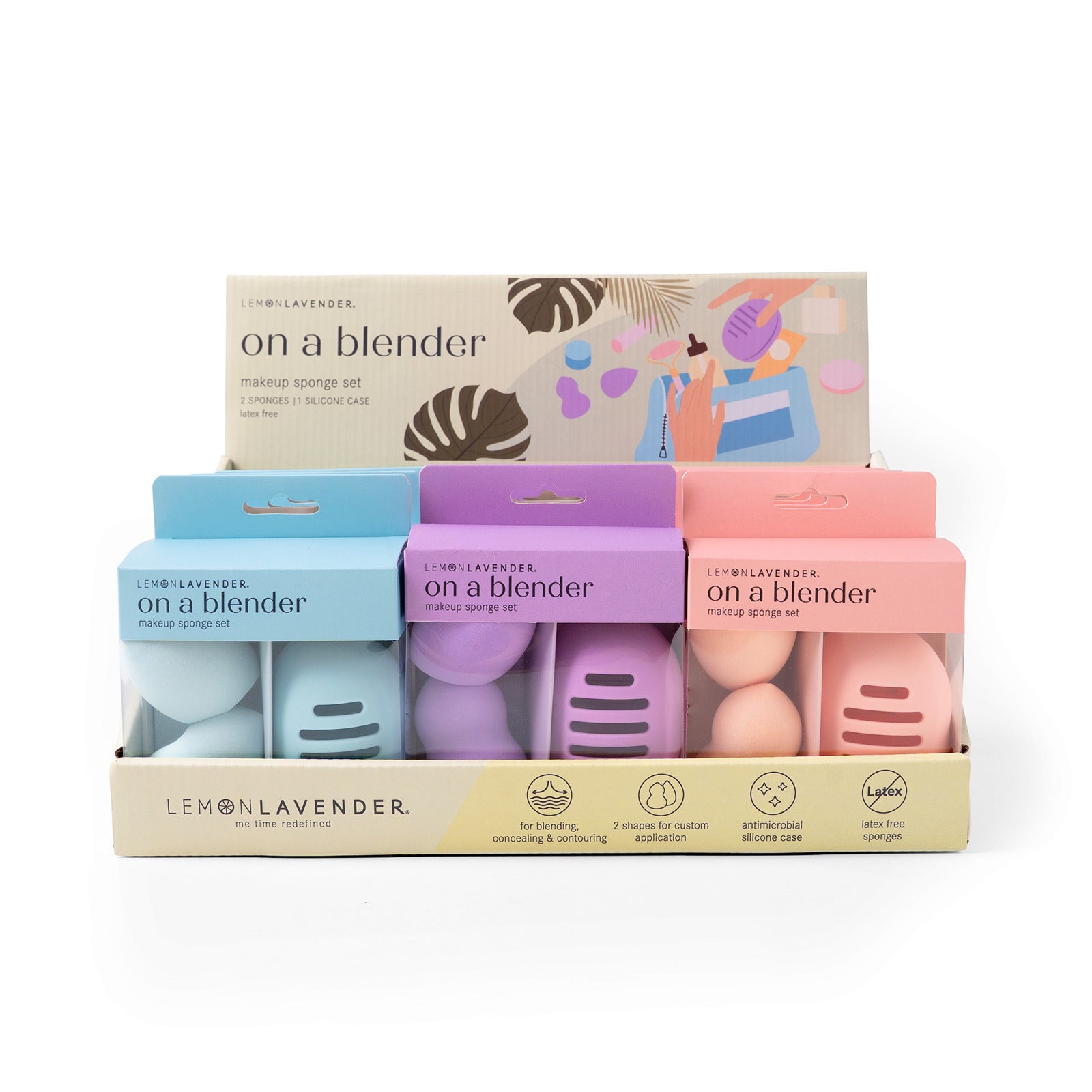 Lemon Lavender™ On a Blender Makeup Sponges & Case Set-Makeup Sponges-Lemon Lavender-Deja Nu Boutique, Women's Fashion Boutique in Lampasas, Texas