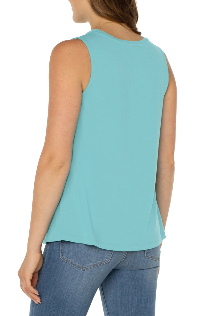 Liverpool A-Line Sleeveless Knit Top in Turquoise Tide-Camis/Tanks-Liverpool-Deja Nu Boutique, Women's Fashion Boutique in Lampasas, Texas