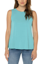 Liverpool A-Line Sleeveless Knit Top in Turquoise Tide-Camis/Tanks-Liverpool-Deja Nu Boutique, Women's Fashion Boutique in Lampasas, Texas