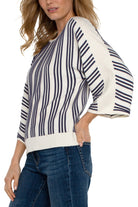 Liverpool Boat Neck Dolman Sleeve Stripe Sweater In Cream And Navy-Sweaters-Liverpool-Deja Nu Boutique, Women's Fashion Boutique in Lampasas, Texas