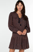 Liverpool Boho Long Sleeve Shift Dress In Patchwork Geo Ditsy Print Small Liverpool Boho Long Sleeve Shift Dress In Patchwork Geo Ditsy Print Small