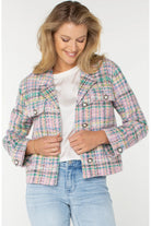 Liverpool Button Front Boxy Shacket In Tea Rose Multi-Jackets-Liverpool-Deja Nu Boutique, Women's Fashion Boutique in Lampasas, Texas