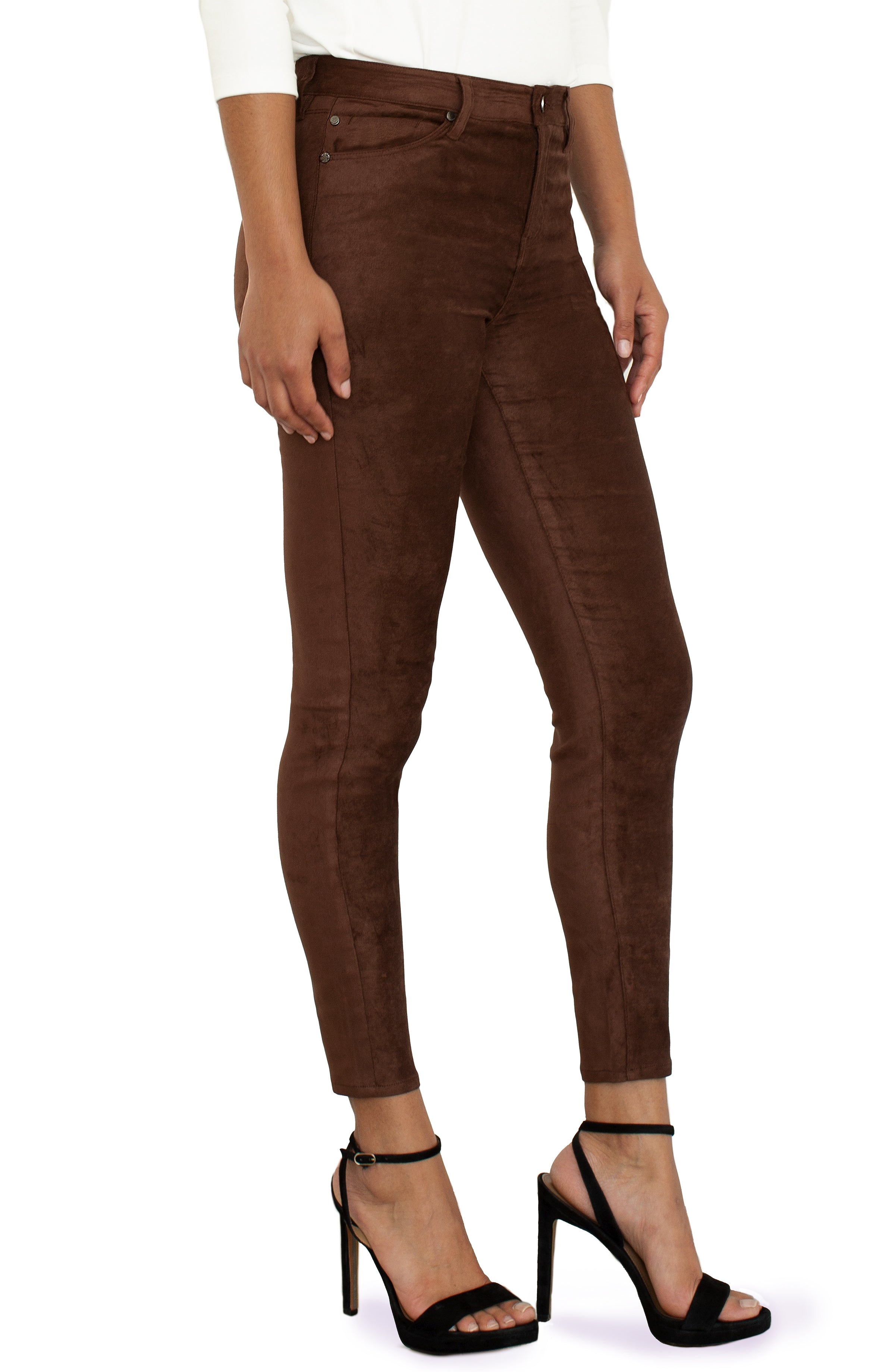 Liverpool Faux Suede Abby Ankle Skinny 28in In Brownstone-Leggings-Liverpool-Deja Nu Boutique, Women's Fashion Boutique in Lampasas, Texas