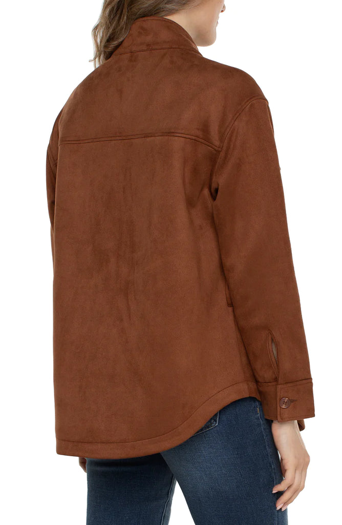 Liverpool Faux Suede Utility Jacket In Penny Brown-Jackets-Liverpool-Deja Nu Boutique, Women's Fashion Boutique in Lampasas, Texas