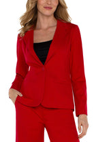 Liverpool Fitted Blazer Tango Red-Blazers-Liverpool-Deja Nu Boutique, Women's Fashion Boutique in Lampasas, Texas