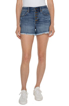 Liverpool High Rise Christine A Line Fray Denim Short With Button Fly In Claymont-Shorts-Liverpool-Deja Nu Boutique, Women's Fashion Boutique in Lampasas, Texas