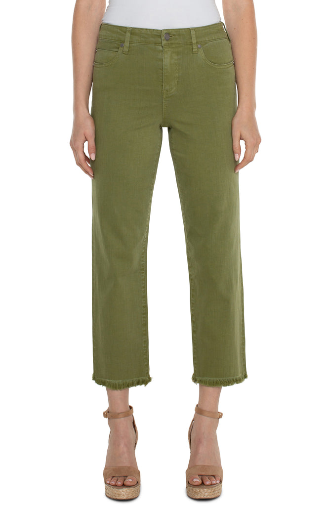Liverpool Kennedy Crop Straight Pant With Fray Hem 27in Ins In Eucalyptus-Jeans-Liverpool-Deja Nu Boutique, Women's Fashion Boutique in Lampasas, Texas