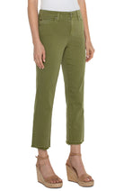 Liverpool Kennedy Crop Straight Pant With Fray Hem 27in Ins In Eucalyptus-Jeans-Liverpool-Deja Nu Boutique, Women's Fashion Boutique in Lampasas, Texas