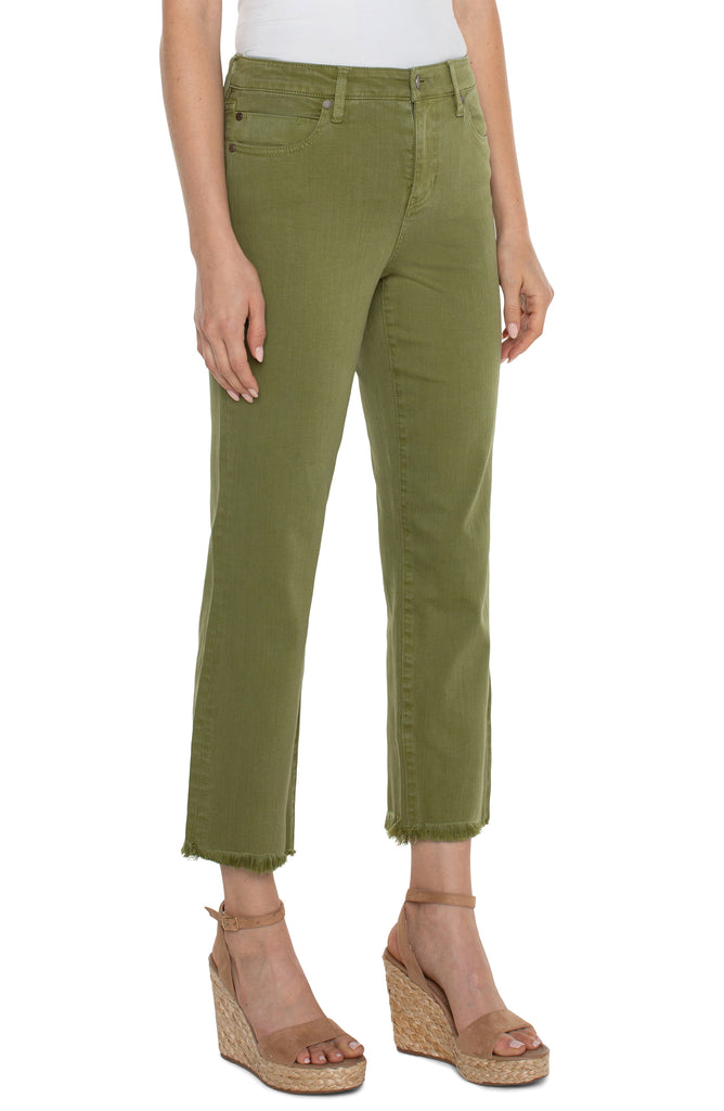 Liverpool Kennedy Crop Straight Pant With Fray Hem 27in Ins In Eucalyptus-Jeans-Liverpool-Deja Nu Boutique, Women's Fashion Boutique in Lampasas, Texas
