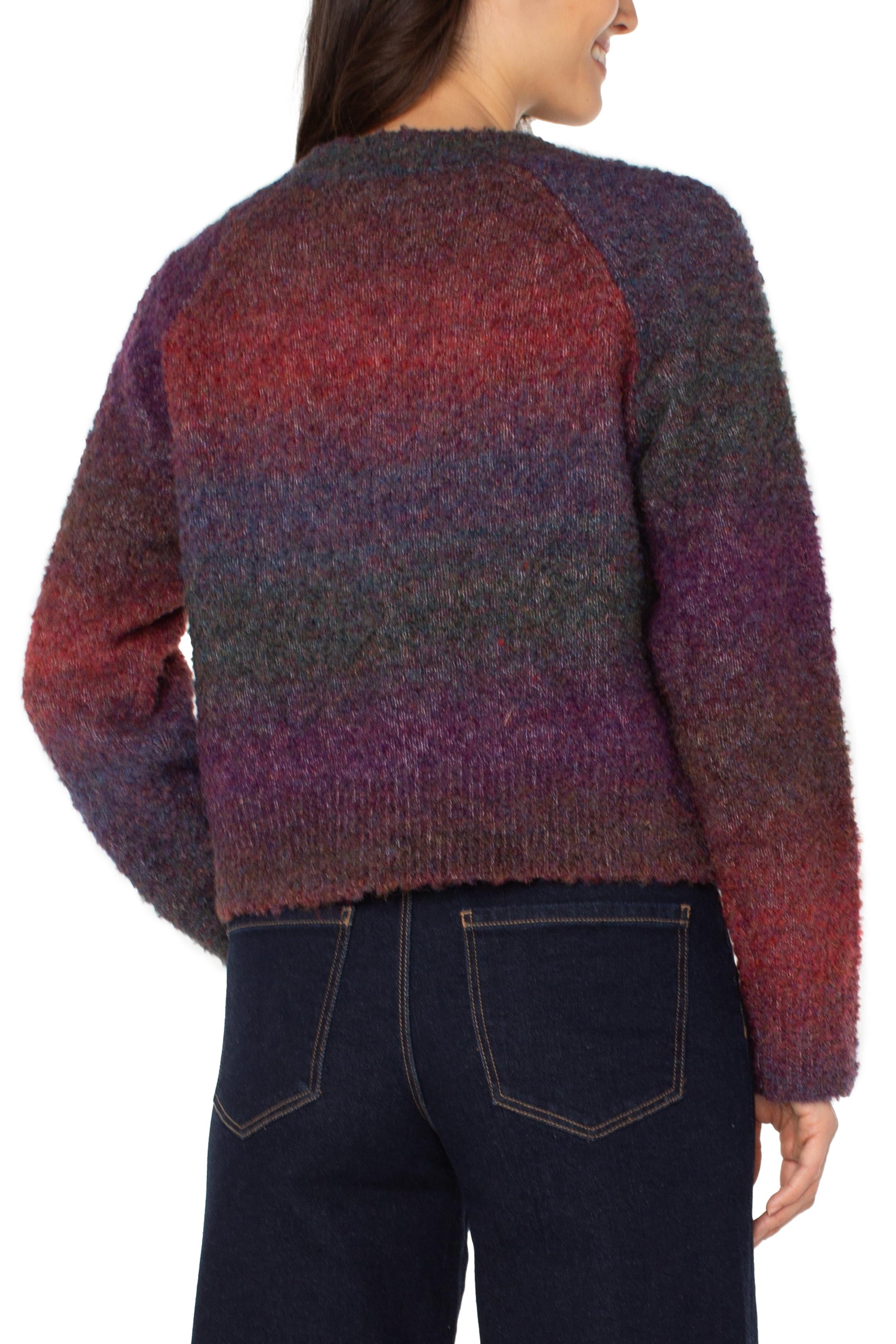 Liverpool Los Angeles Burgundy Ombre Raglan Button Front Cardigan-Cardigans & Kimonos-Liverpool-Deja Nu Boutique, Women's Fashion Boutique in Lampasas, Texas