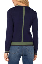 Liverpool Los Angeles Colorblock V-Neck Sweater in Navy & Green-Sweaters-Liverpool-Deja Nu Boutique, Women's Fashion Boutique in Lampasas, Texas