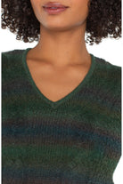 Liverpool Los Angeles Emerald Multi Space Dye Cable Stitch Sweater-Sweaters-Liverpool-Deja Nu Boutique, Women's Fashion Boutique in Lampasas, Texas
