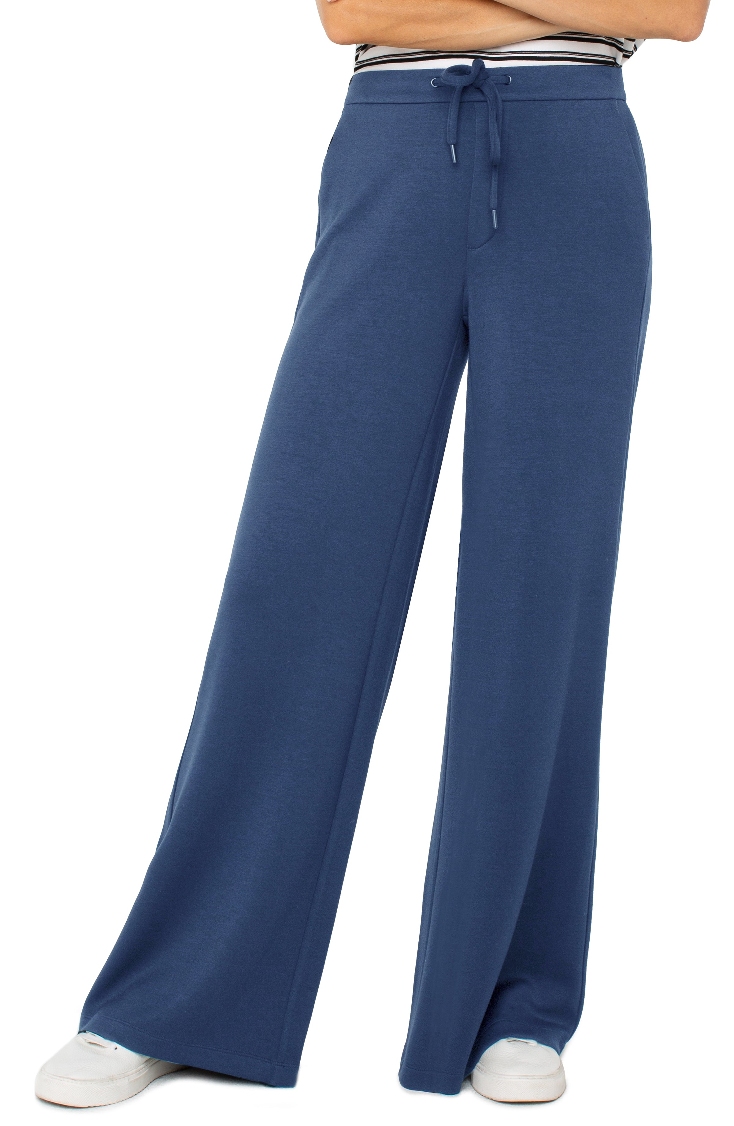 Liverpool Los Angeles Pull-On Wide Leg Pants - Prussian Blue-Bottoms-Liverpool-Deja Nu Boutique, Women's Fashion Boutique in Lampasas, Texas