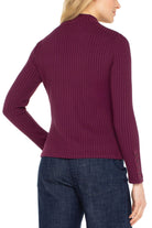 Liverpool Los Angeles Wine Berry Long Sleeve Mock Neck Knit Top with Button Detail-Sweaters-Liverpool-Deja Nu Boutique, Women's Fashion Boutique in Lampasas, Texas