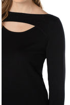 Liverpool Mid Sleeve Sweater With Rhinestones In Black-Tops-Liverpool-Deja Nu Boutique, Women's Fashion Boutique in Lampasas, Texas