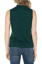 Liverpool Mock Neck Miter Sleeveless Knit Top In Emerald-Camis/Tanks-Liverpool-Deja Nu Boutique, Women's Fashion Boutique in Lampasas, Texas