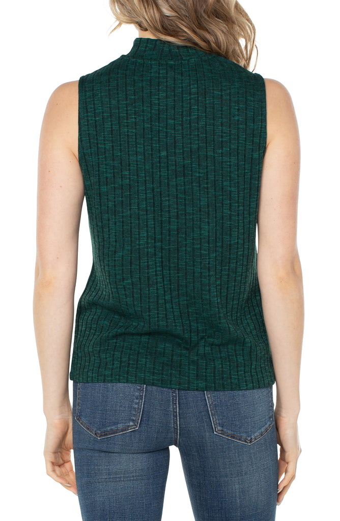 Liverpool Mock Neck Miter Sleeveless Knit Top In Emerald-Camis/Tanks-Liverpool-Deja Nu Boutique, Women's Fashion Boutique in Lampasas, Texas