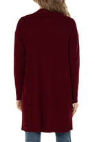 Liverpool Open Front Cardigan Sweater Deep Red Velvet-Cardigans & Kimonos-Liverpool-Deja Nu Boutique, Women's Fashion Boutique in Lampasas, Texas