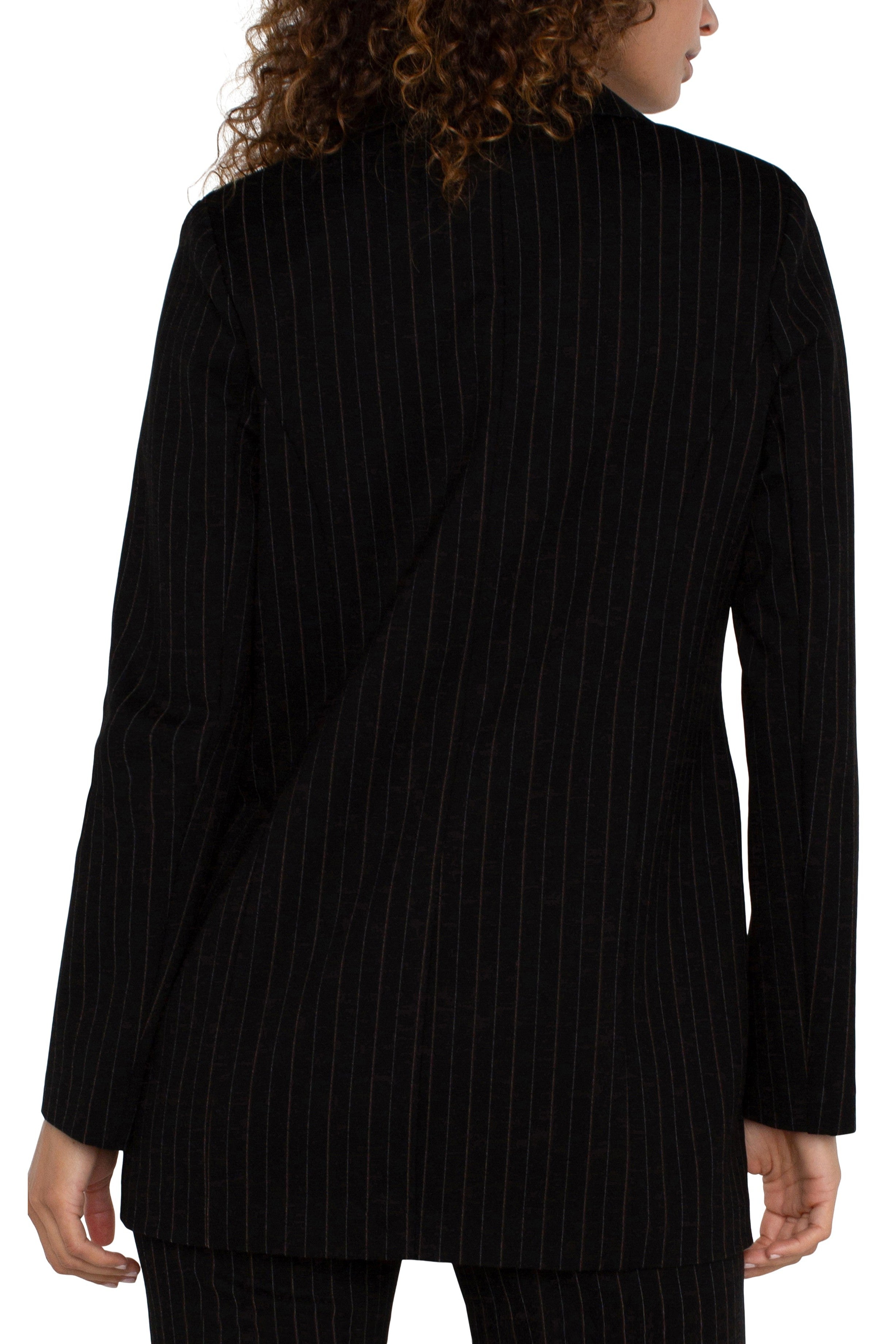 Liverpool Pinstripe Boyfriend Blazer-Blazers-Liverpool-Deja Nu Boutique, Women's Fashion Boutique in Lampasas, Texas