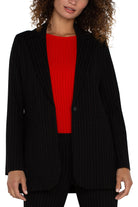 Liverpool Pinstripe Boyfriend Blazer-Blazers-Liverpool-Deja Nu Boutique, Women's Fashion Boutique in Lampasas, Texas