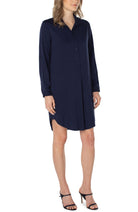 Liverpool Popover Shirt Dress In Cosmic Navy-Short Dresses-Liverpool-Deja Nu Boutique, Women's Fashion Boutique in Lampasas, Texas