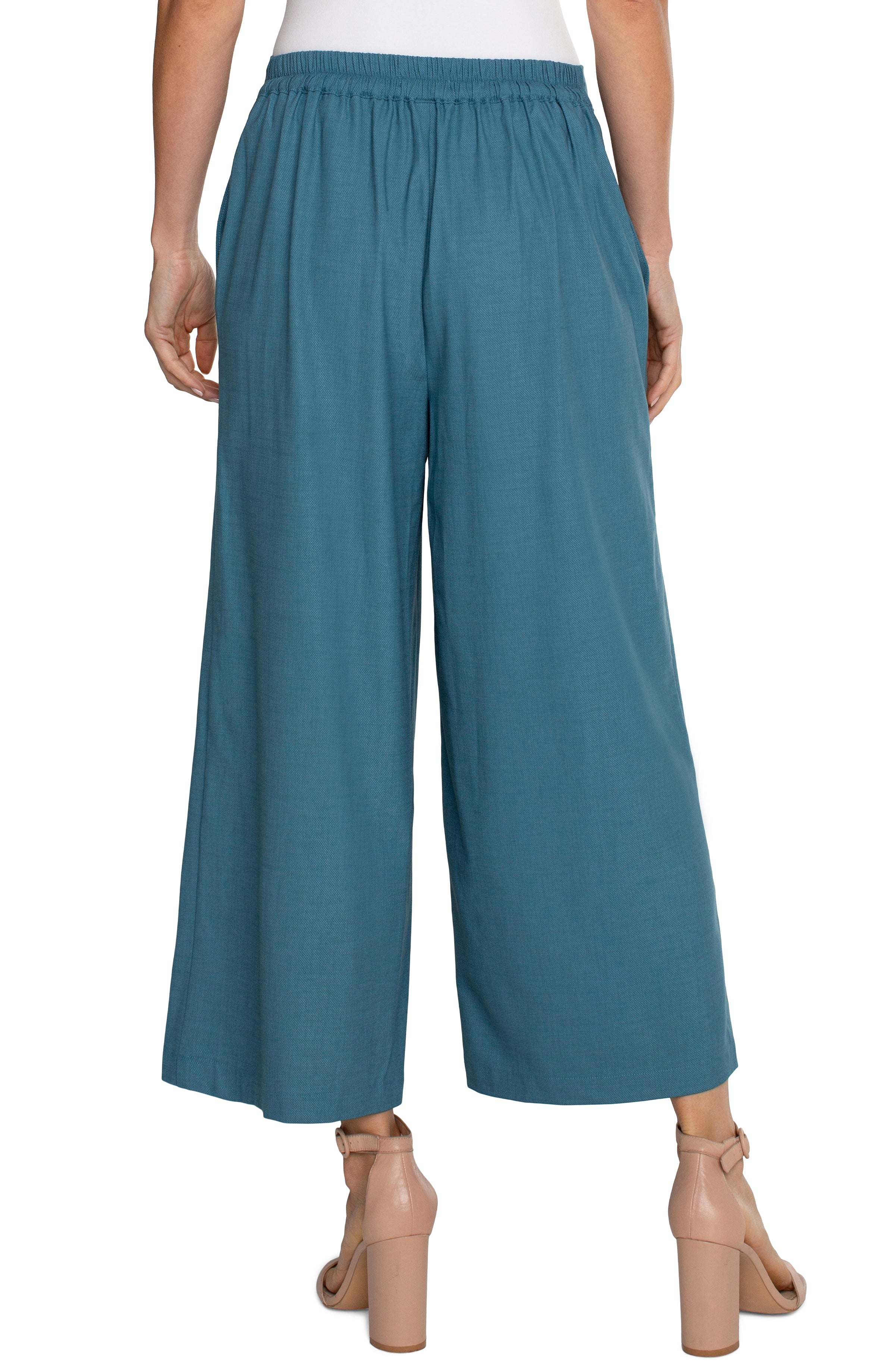 Liverpool Sailor Crop Wide Leg 25in Inseam In Ocean Blue-Bottoms-Liverpool-Deja Nu Boutique, Women's Fashion Boutique in Lampasas, Texas