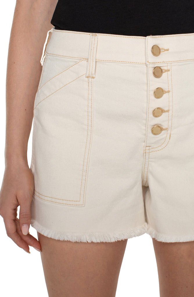 Liverpool Utility Hi-Rise A-Line Fray Short In Seaside Dunes-Shorts-Liverpool-Deja Nu Boutique, Women's Fashion Boutique in Lampasas, Texas