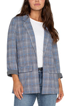 Liverpool Boyfriend Plaid Blazer In Blue Topaz-Blazers-Liverpool-Deja Nu Boutique, Women's Fashion Boutique in Lampasas, Texas