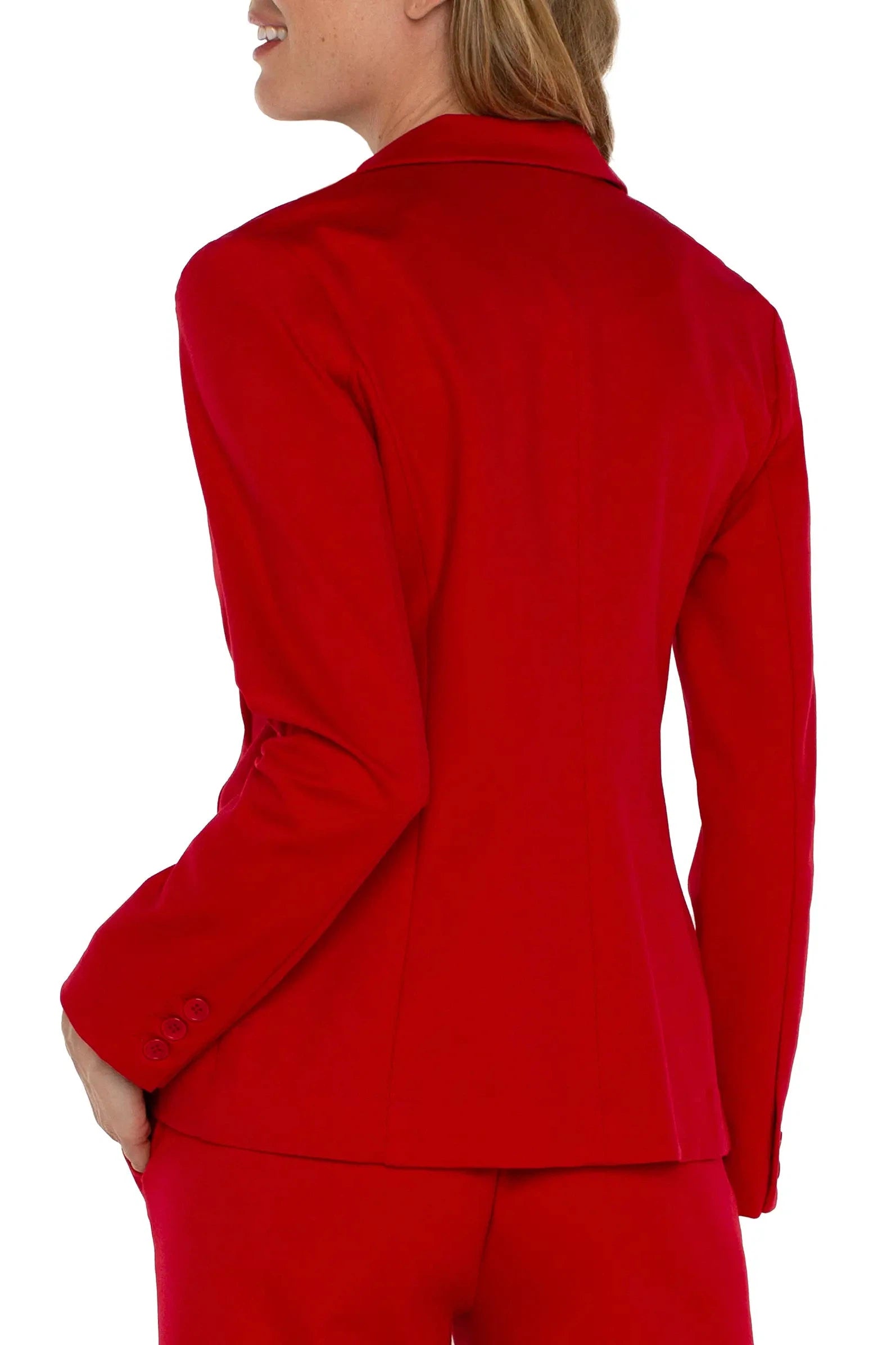 Liverpool Fitted Blazer Tango Red-Blazers-Liverpool-Deja Nu Boutique, Women's Fashion Boutique in Lampasas, Texas