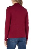 Liverpool Long Sleeve Mock Neck Knit Top In Red Velvet-Sweaters-Liverpool-Deja Nu Boutique, Women's Fashion Boutique in Lampasas, Texas