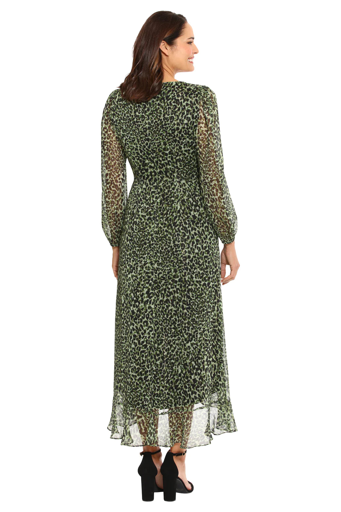 London Times For Maggy London Thora Green Animal Print Dress-Midi Dresses-London Times-Deja Nu Boutique, Women's Fashion Boutique in Lampasas, Texas