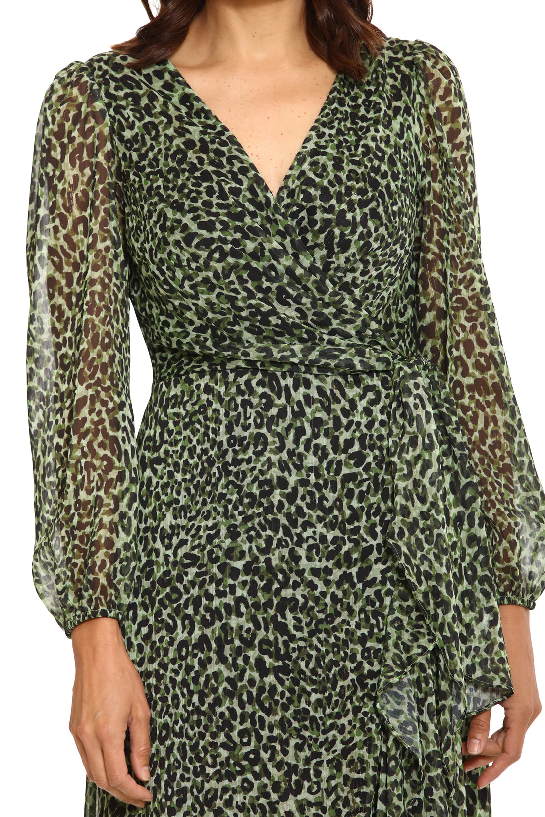 London Times For Maggy London Thora Green Animal Print Dress-Midi Dresses-London Times-Deja Nu Boutique, Women's Fashion Boutique in Lampasas, Texas