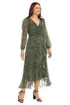 London Times For Maggy London Thora Green Animal Print Dress-Midi Dresses-London Times-Deja Nu Boutique, Women's Fashion Boutique in Lampasas, Texas